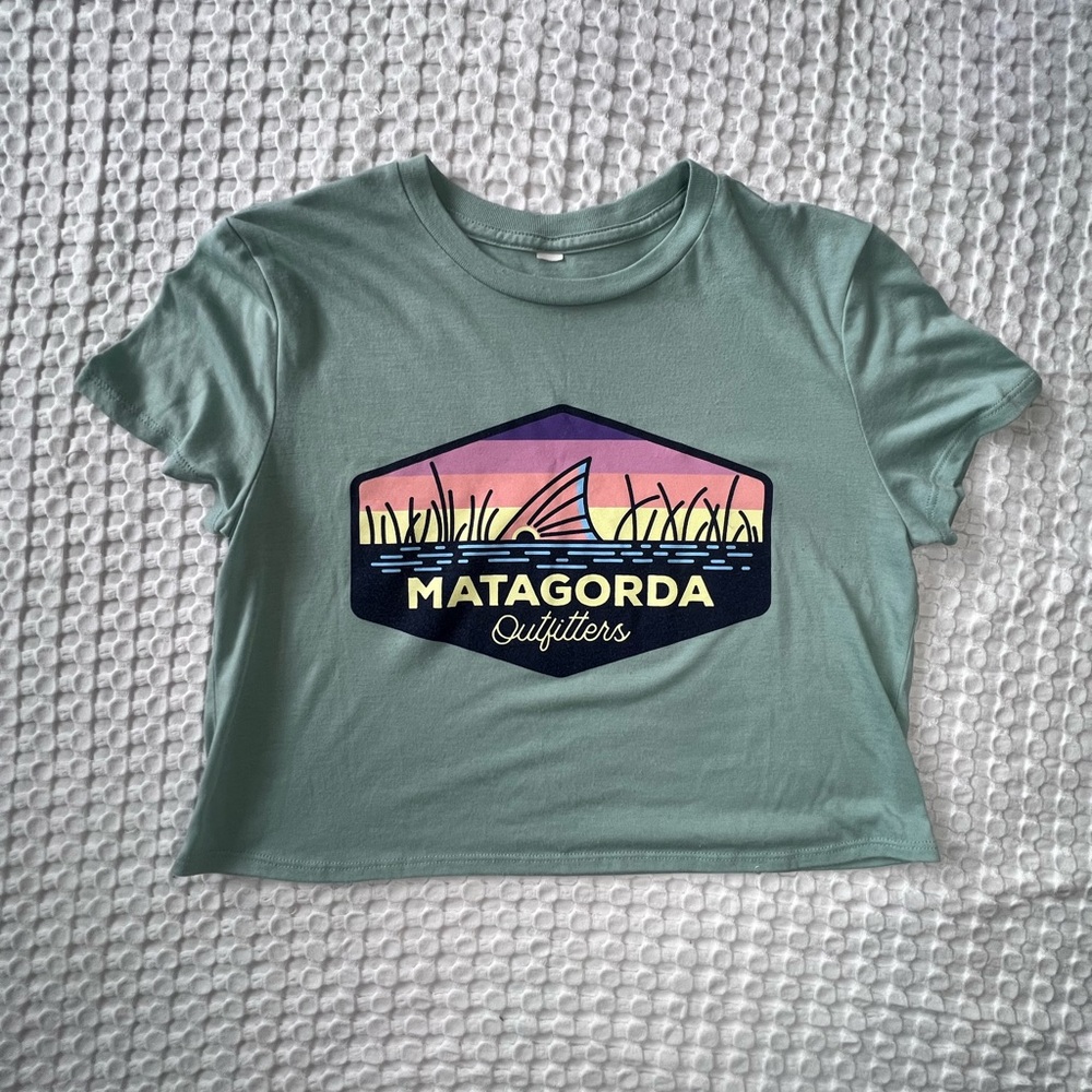 Girls' Seafoam Cropped Graphic Beach Tee